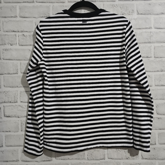 AMI Paris De Coeur Mariniere Long Sleeve Shirt Black/White Stripe size S - Picture 3 of 11